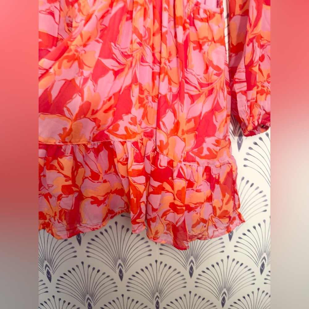 Jessica Simpson Pink and Orange Ruffled Tiered Sundress - Picture 6 of 7